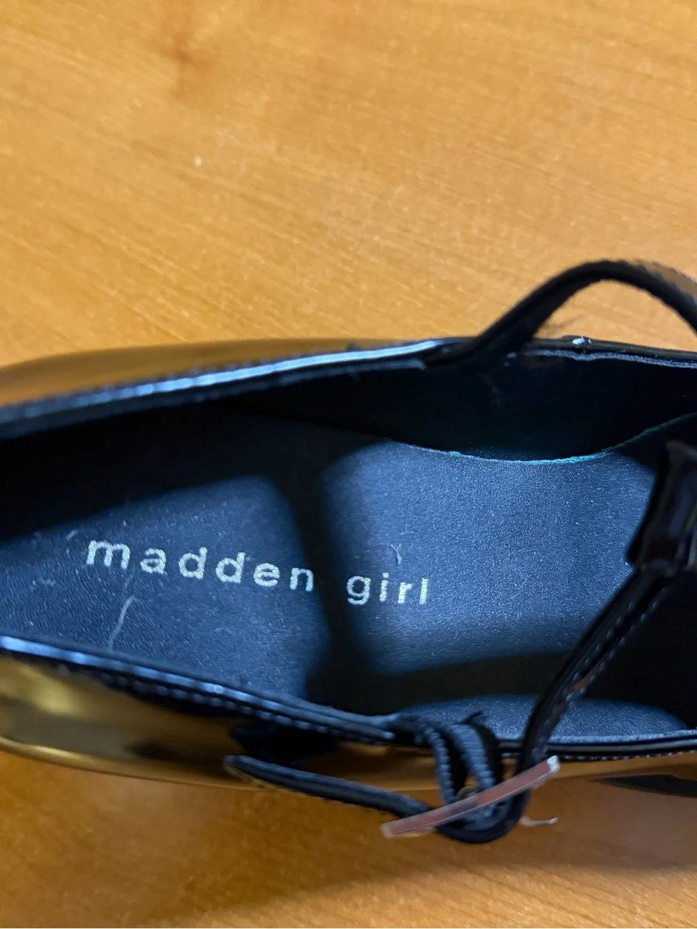 Madden Girl Black Patent T‑Strap Platform Mary Jane Heels